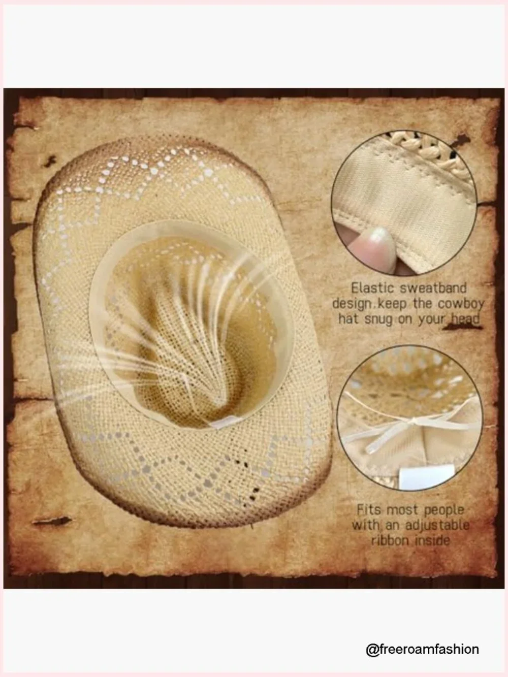 Western Straw Cowboy Hat Woven Sun Hat Cowgirl Beach Festival